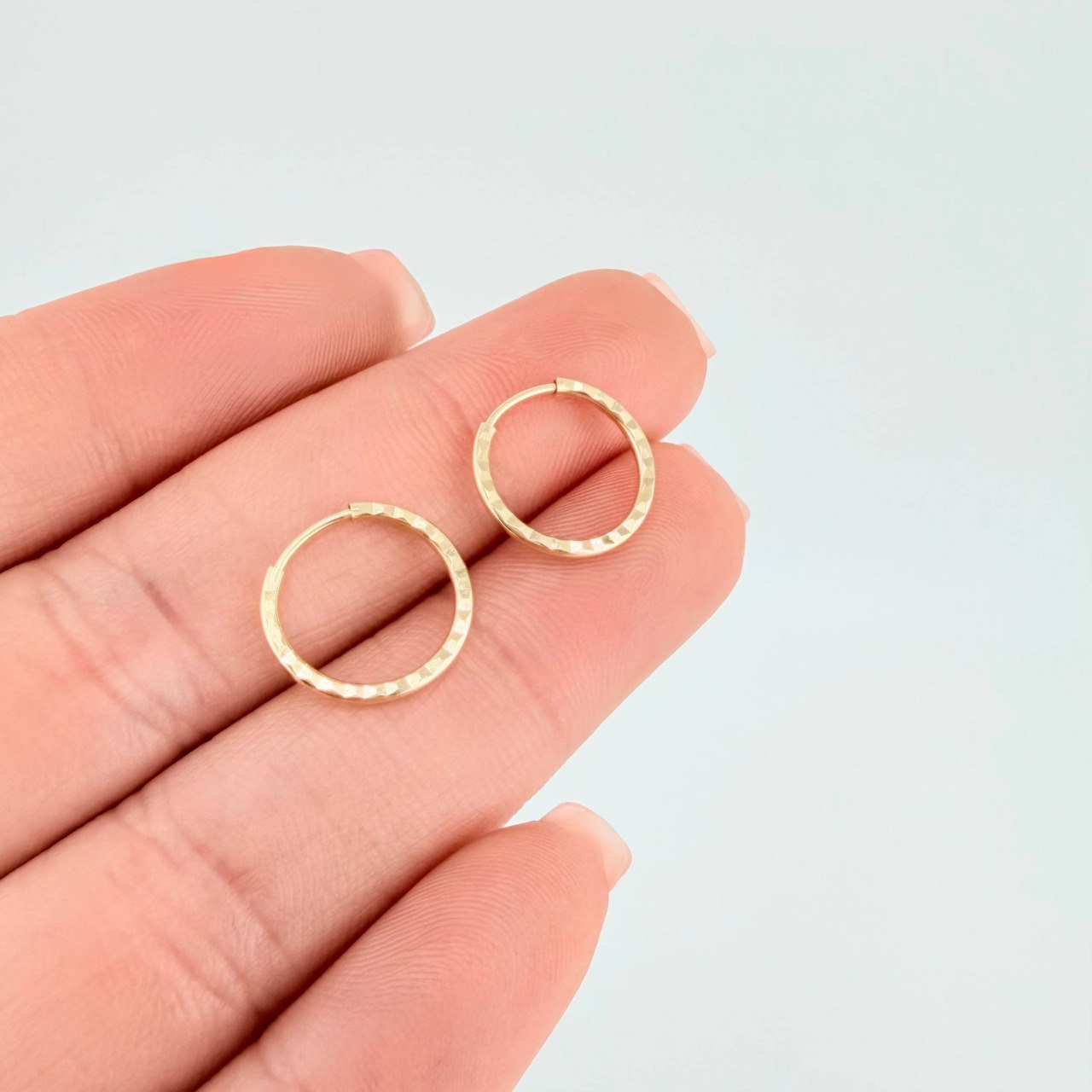Candongas Aro Diamantado 0.65gr / 1/2 in / Oro Amarillo 18K