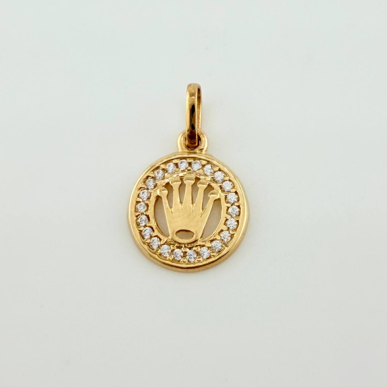 Dije Medalla Corona 1gr / 3/4 in / Oro Amarillo 18K
