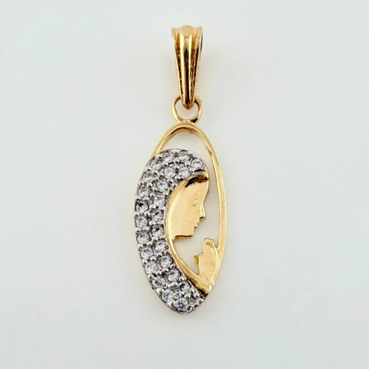 Dije Virgen Maria 1.1gr / 1 in / Dos Oros Amarillo Blanco 18K ©