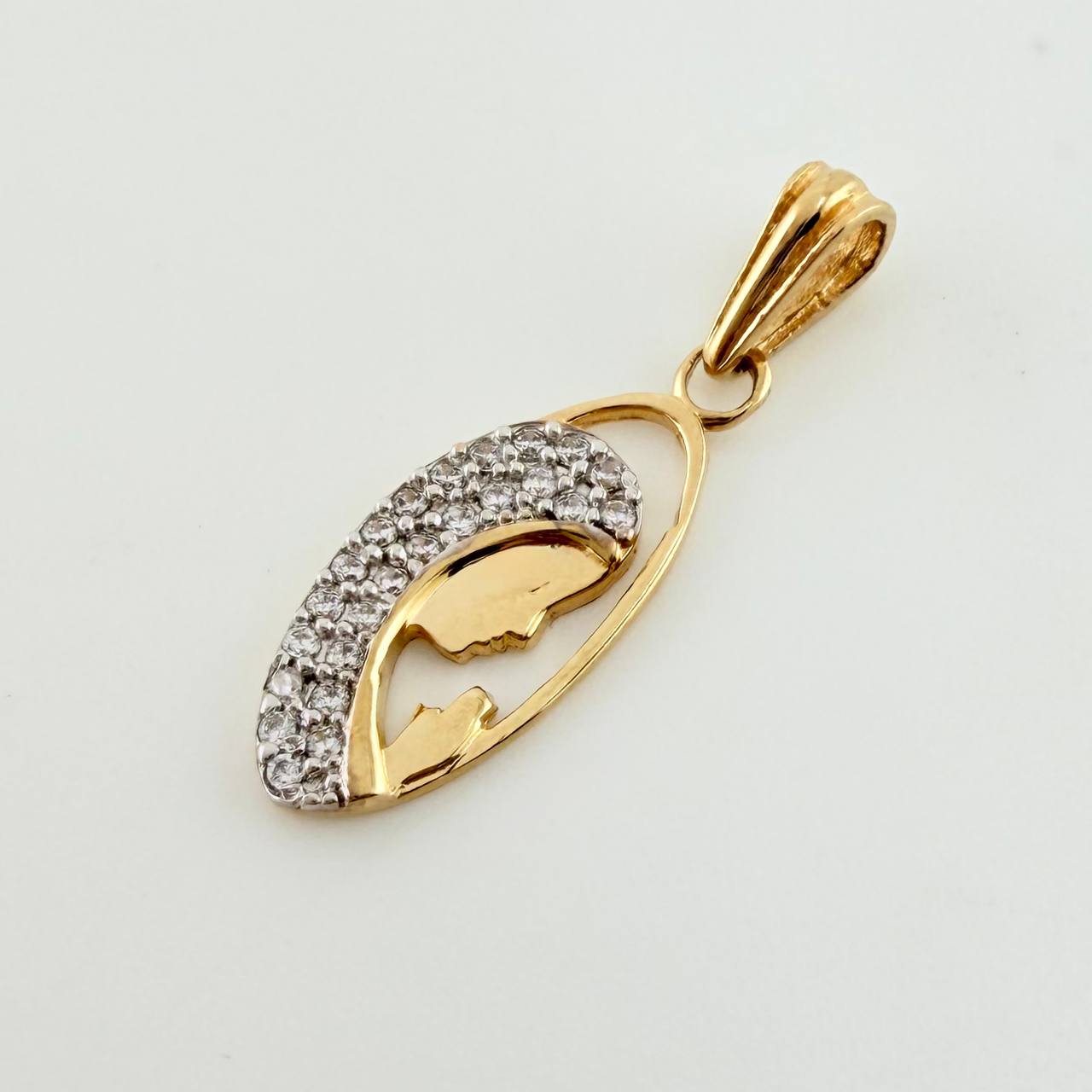 Dije Virgen Maria 1.1gr / 1 in / Dos Oros Amarillo Blanco 18K ©