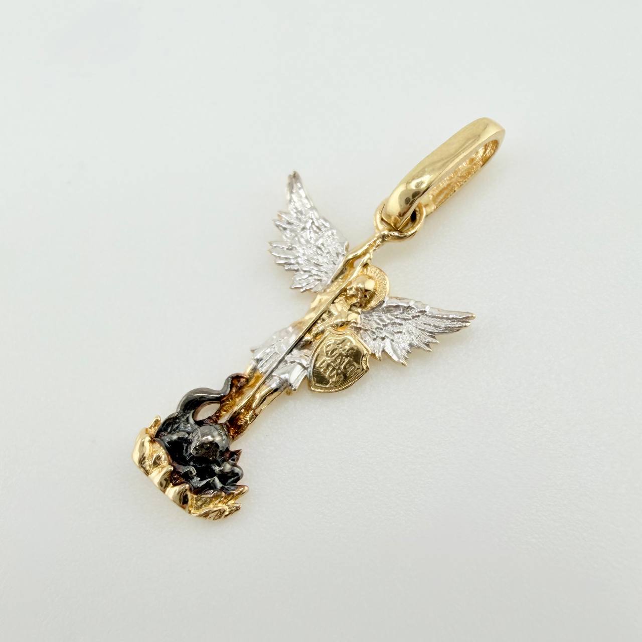 Saint Michael Archangel Pendant 1gr / 1 in / Two-Tone Yellow White Gold 18K