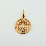 Textured Crown Medal Pendant 1gr / 3/4 in / Yellow Gold 18K