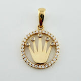 Circular Frame Crown Pendant 1.7gr / 1 in / Yellow Gold 18K