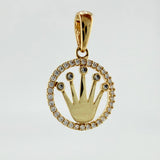 Circular Frame Crown Pendant 1.7gr / 1 in / Yellow Gold 18K