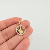 Circular Frame Crown Pendant 1.7gr / 1 in / Yellow Gold 18K