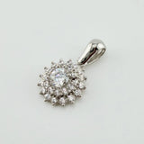 Solid Flower Pendant 1.7gr / 3/4 in / White Gold 18K