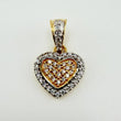 Solid Heart Pendant 1.45gr / 3/4 in / Two-Tone Yellow White Gold 18K