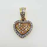 Solid Heart Pendant 1.45gr / 3/4 in / Two-Tone Yellow White Gold 18K