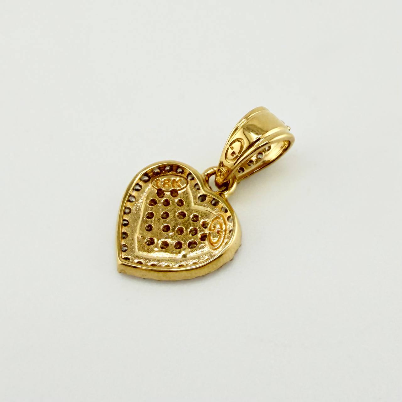 Solid Heart Pendant 1.45gr / 3/4 in / Two-Tone Yellow White Gold 18K