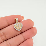 Solid Heart Pendant 1.45gr / 3/4 in / Two-Tone Yellow White Gold 18K