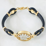 Rubber Bracelet Charm Crown 18.2gr / 7.5in / Two Tone Yellow White 18K ©