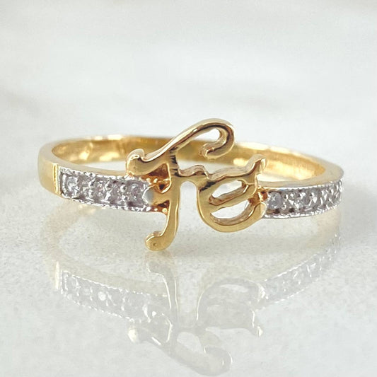 Faith Ring 1.55gr / Size 6 1/2 / Two Tone Yellow White 18K Gold *
