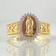 Virgin Guadalupe Ring Embroidered Hearts 3.85gr / Size 7 1/2 / Three 18K Golds *