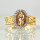 Virgin Guadalupe Ring Embroidered Hearts 3.85gr / Size 7 1/2 / Three 18K Golds *