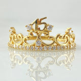 Crown Hearts Quince Ring 1.95gr / Size 8 3/4 / 18K Gold *