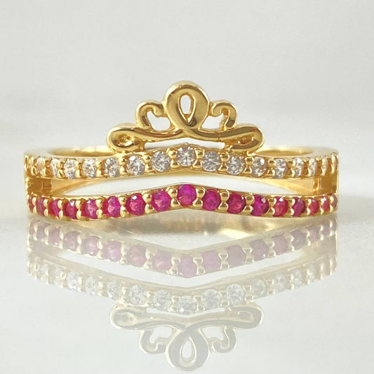 Anillo Corona Pavonada 3.25gr / T8 3/4 / Oro Amarillo 18K