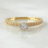 Solitaire Ring Dense Bordered 1.45gr / Size 6 / 18K Yellow Gold