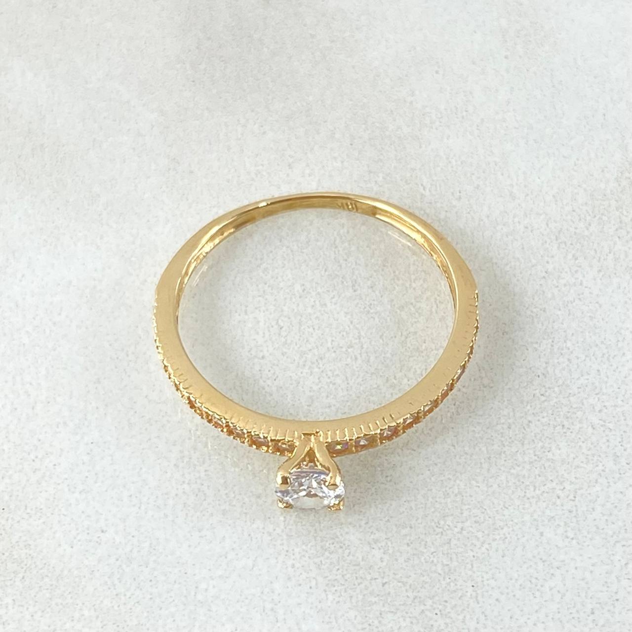 Solitaire Ring Dense Bordered 1.45gr / Size 6 / 18K Yellow Gold