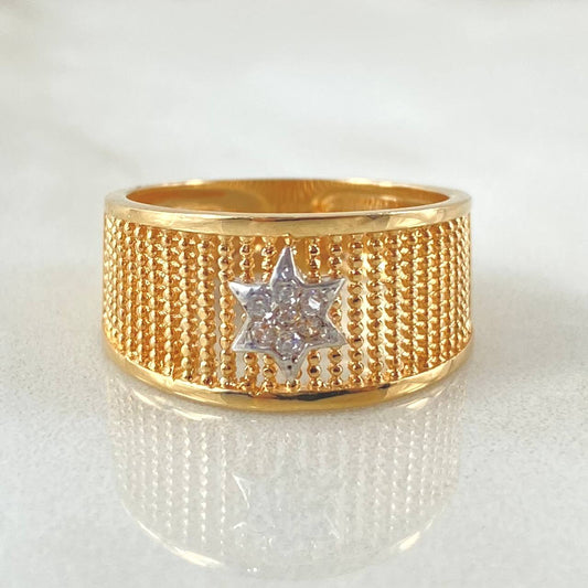 Star Mesh Ring 3.8gr / Size 6 / 18K Yellow White Gold