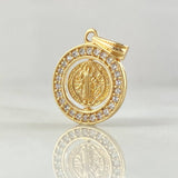 Dije San Benito 2.1gr / 2.2cm-Movil Circones Blancos Oro Amarillo 18K