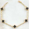 Paperclip Bracelet Clover Black 5.45gr / 7.1in / 18K Gold ©