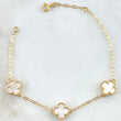 Paperclip Bracelet White Clover 4.4gr / 7.5in / 18K Gold ©