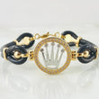 Rubber Bracelet Charm Crown 18.2gr / 7.5in / Two Tone Yellow White 18K ©