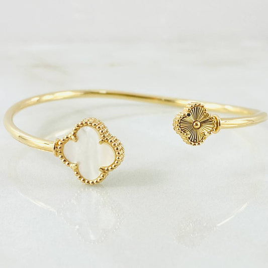 Bracelet Clover Ring Gold White 5.6gr / 5.9in / 18K Gold Yellow Nac.Esp. ©