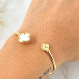 Bracelet Clover Ring Gold White 5.6gr / 5.9in / 18K Gold Yellow Nac.Esp. ©