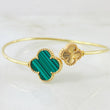 Bracelet Clover Ring Golden Green 5.4gr / 7.1in / 18K Yellow Gold Nac.Esp. ©