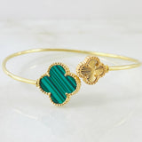 Bracelet Clover Ring Golden Green 5.4gr / 7.1in / 18K Yellow Gold Nac.Esp. ©