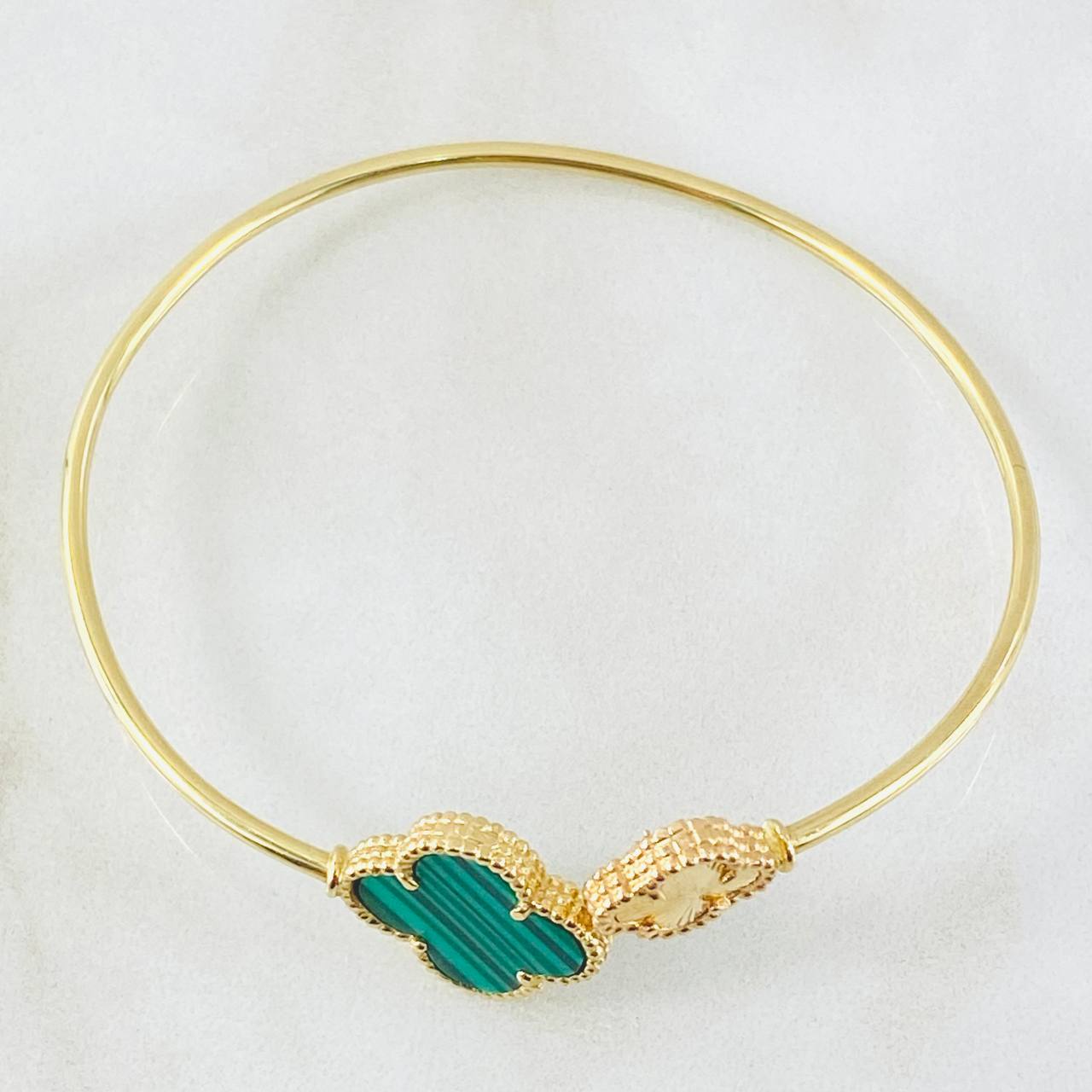 Bracelet Clover Ring Golden Green 5.4gr / 7.1in / 18K Yellow Gold Nac.Esp. ©