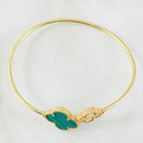 Bracelet Clover Ring Golden Green 5.4gr / 7.1in / 18K Yellow Gold Nac.Esp. ©