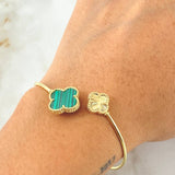 Bracelet Clover Ring Golden Green 5.4gr / 7.1in / 18K Yellow Gold Nac.Esp. ©