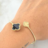Bracelet Clover Ring Golden Black 5.55gr / 7.1in / 18K Yellow Gold Nac.Esp. *