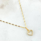 Set Chain and Pendant Flower Mirror + Heart Silhouette 1.35gr / 18K Yellow Gold ©