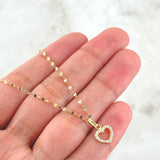 Set Chain and Pendant Flower Mirror + Heart Silhouette 1.35gr / 18K Yellow Gold *