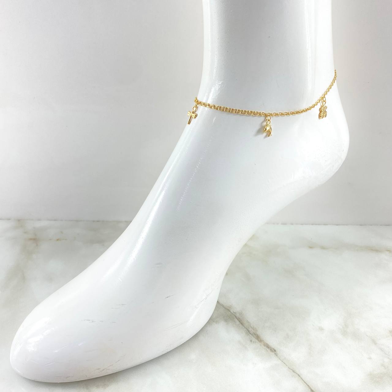 Tobillera Aro Seguido Dije 3.55gr / 26.5cm / Oro Amarillo 18K