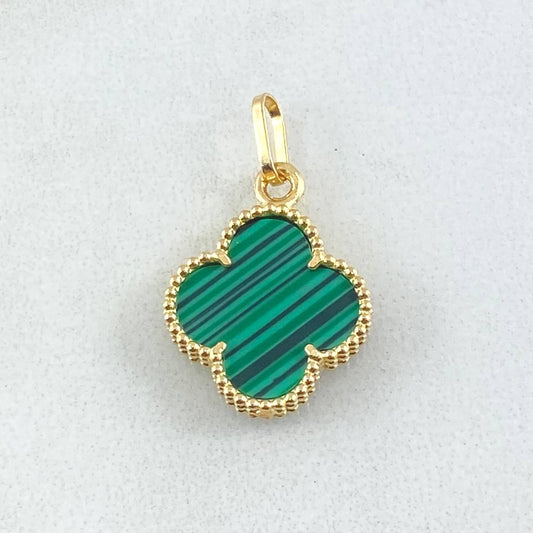 Clover Pendant Green 1.65gr / 0.9in / 18K Yellow Gold Nac.Esp. ©