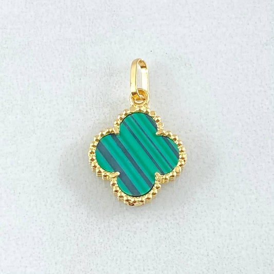 Clover Pendant Green 1.15gr / 0.7in / 18K Yellow Gold Nac.Esp. ©