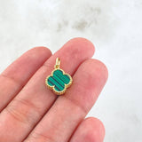 Clover Pendant Green 1.15gr / 1.1in / 18K Gold