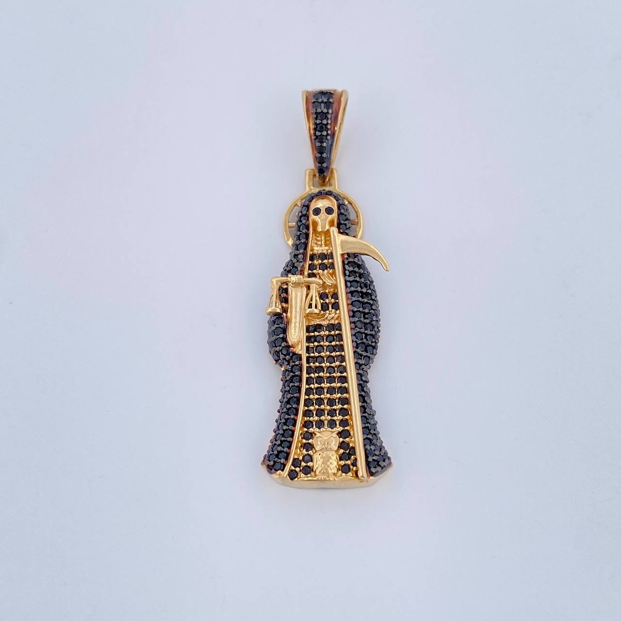 Santa Muerte Pendant 7.05gr / 1.8in / Two Tone Black Yellow 18K $