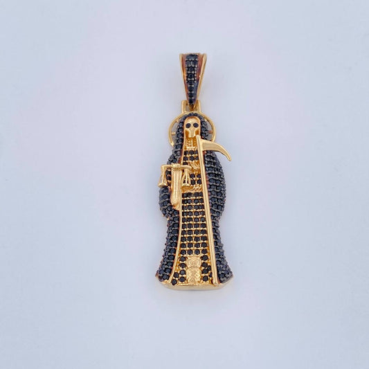 Santa Muerte Pendant 7.05gr / 1.8in / Two Tone Black Yellow 18K $
