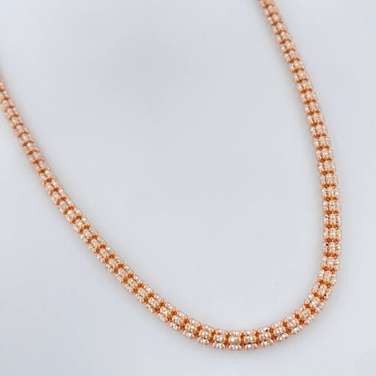 Cadena Ice 20.65gr / 60.5cm / Dos Oros Blanco Rosa +4 18K $