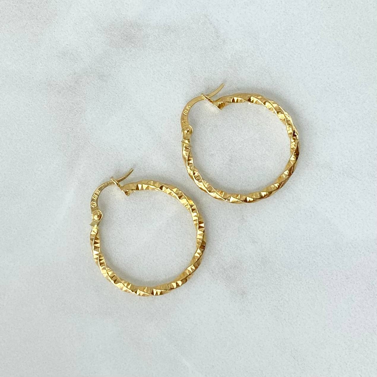 Hoop Earrings Majo 1.6gr / 2.6cm / Diamond Cut 18K Yellow Gold