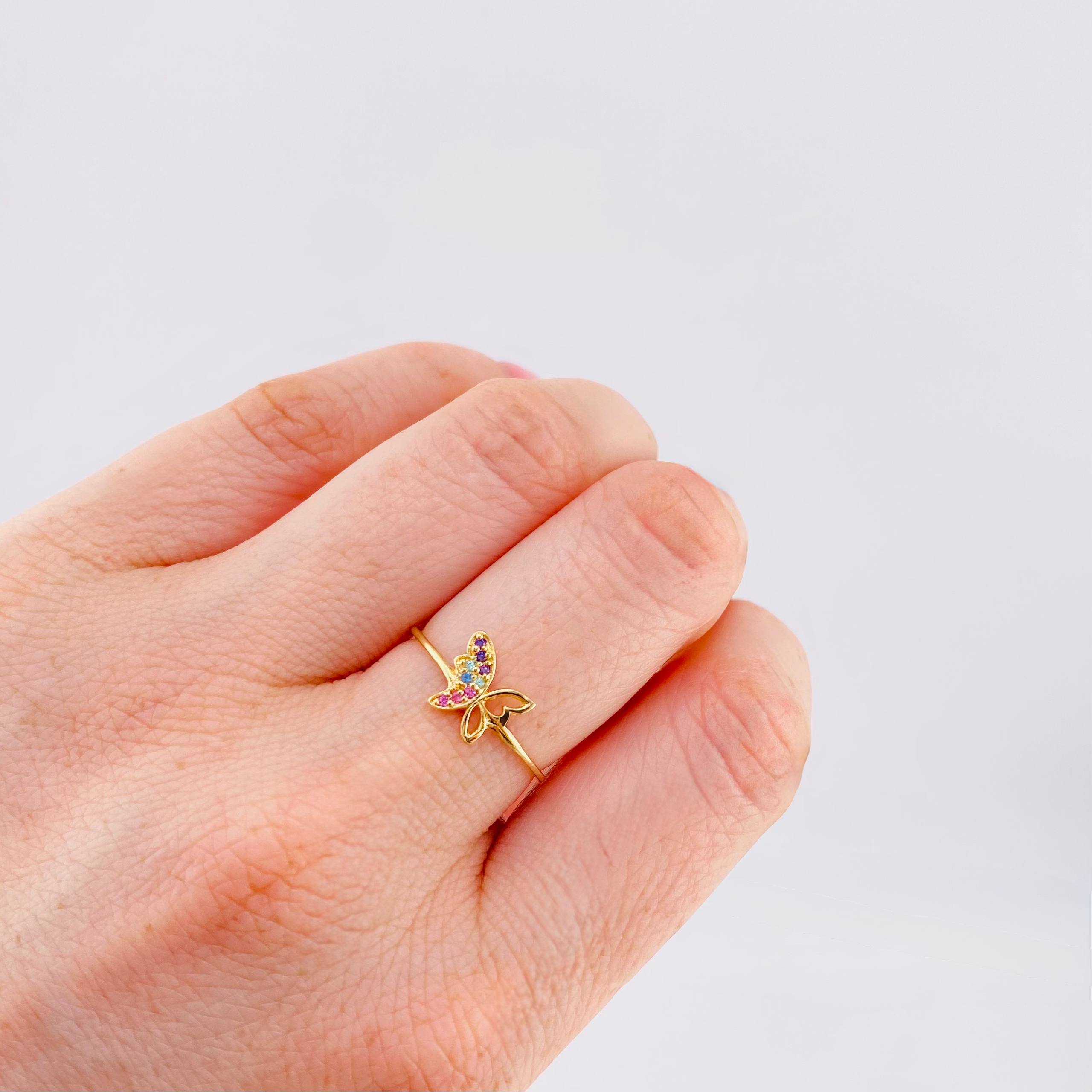 Anillo Mariposa Silueta 1.15gr / T7 / Oro Amarillo 18K ©