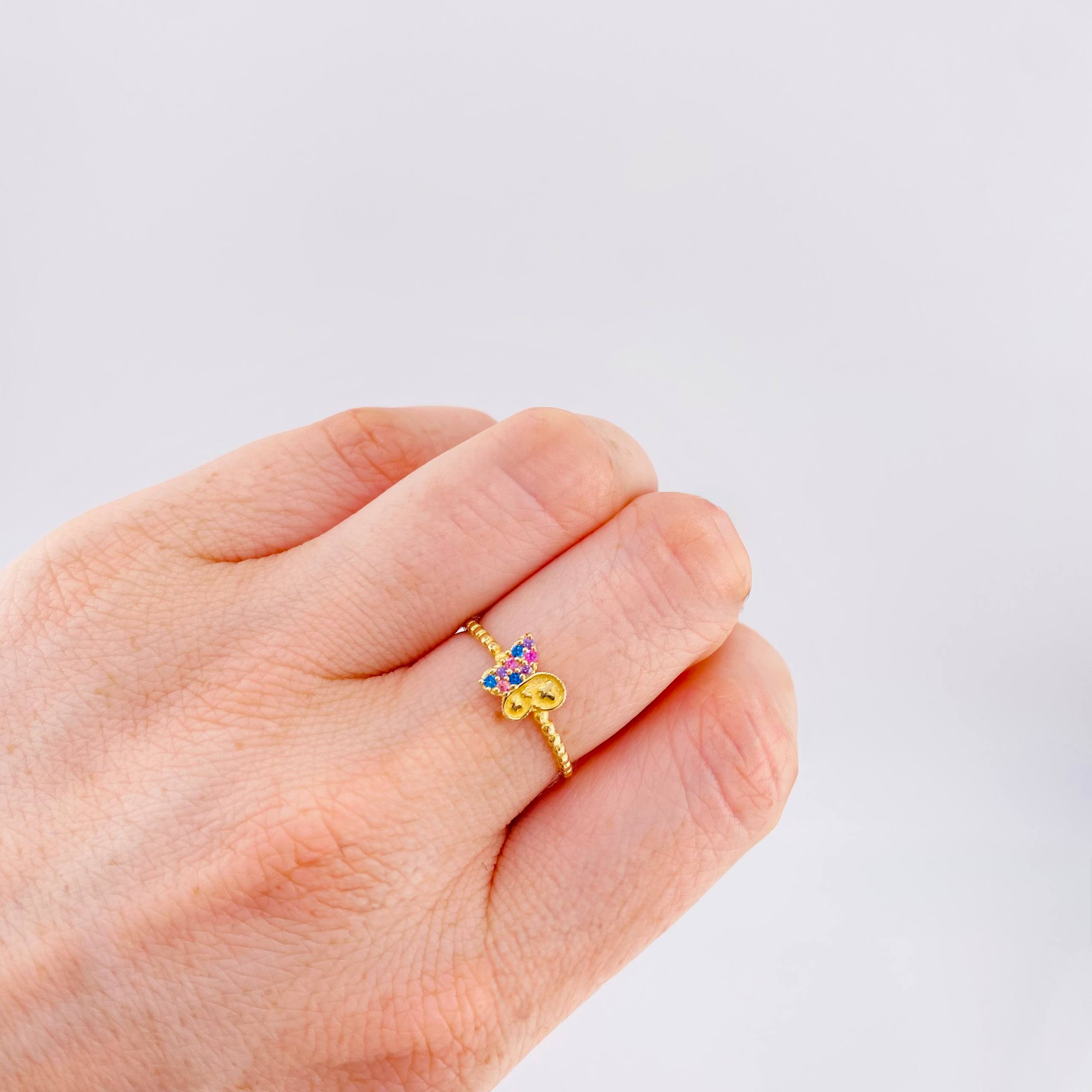 Matte Butterfly Ring 1.4gr / T7 / Yellow Gold 18K ©