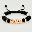 Neoros Black Bracelet 2pcs Beads 7pcs 2.2gr / 8mm Three Golds 18K !
