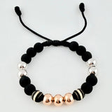 Neoros Black Bracelet 2pcs Beads 7pcs 2.2gr / 8mm Three Golds 18K !