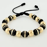 Pulsera Negra Neoros 9und Bolas 10und 2.5gr / 7mm Oro Amarillo 18K ©